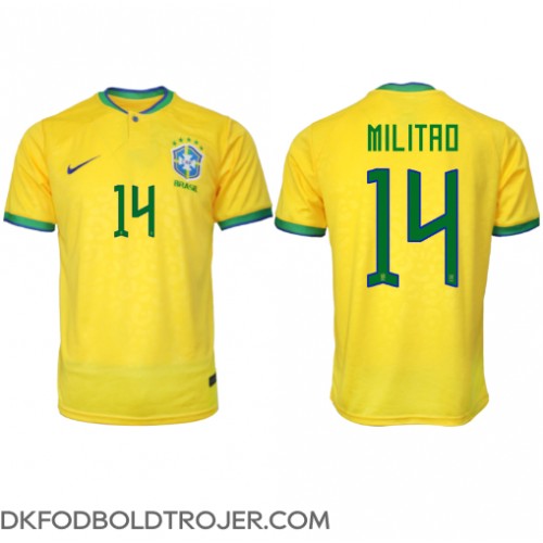 Billige Brasilien Eder Militao #14 Hjemmebane Fodboldtrøjer VM 2022 Kortærmet